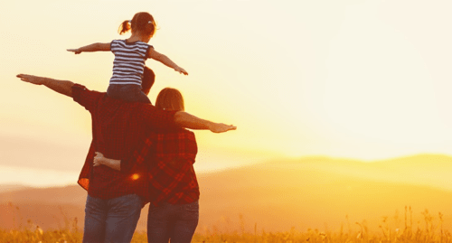 Family looking at sunset